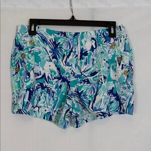 Lilly Pulitzer Marina Short Size 10 Tropical Elephant Print EUC